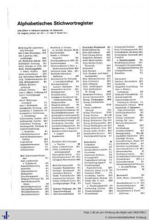 Alphabetisches Stichwortregister.