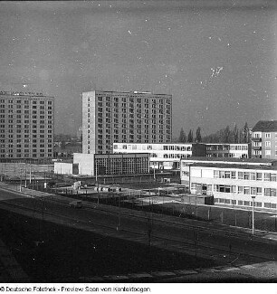 Hochhaus Terrassenufer (verschiedene Ansichten, Blick von oben, Modell der Carola-Brücke?, Spielplatz, Brückenskulptur der alten Carolabrücke)