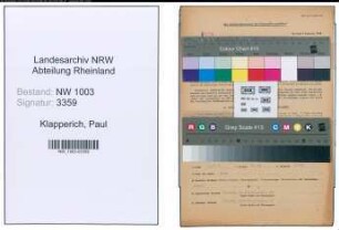 Entnazifizierung Paul Klapperich , geb. 25.09.1901 (Baecker)