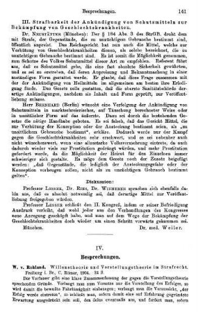 141-144, IV. Besprechungen