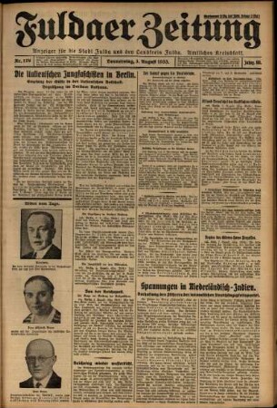 Erste Ausgabe vom Donnerstag, den 03. August 1933.