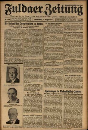 Erste Ausgabe vom Donnerstag, den 03. August 1933.