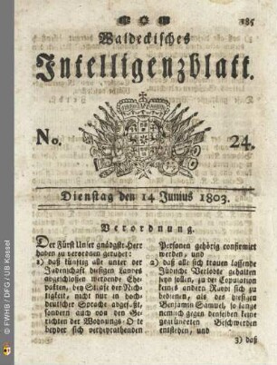 No. 24. Dienstag den 14 Junius 1803