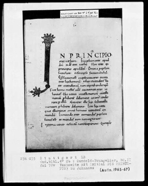 Gundold-Evangeliar — Band 1 — Band 2 — Initiale I(n principio), Folio 72verso