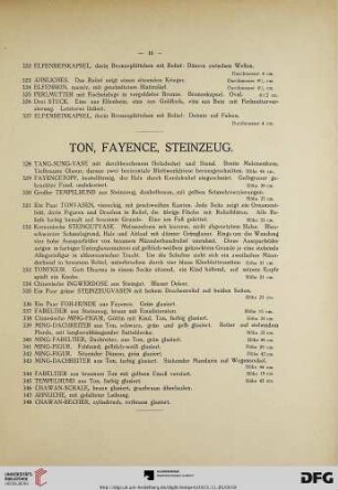 Ton, Fayence, Steinzeug (Nr. 328-348)