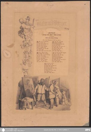 Maler und Bürger : Festlied gesungen beim Abend-Essen zu Ehren des Malers Karl Friedrich Lessing