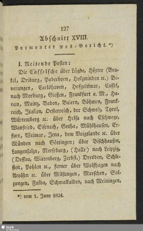 Abschnitt XVIII. Pyrmonter Post-Bericht