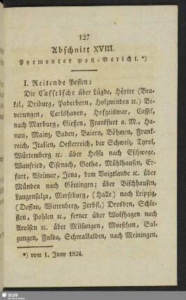 Abschnitt XVIII. Pyrmonter Post-Bericht