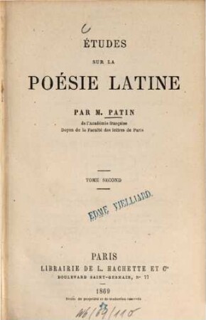 Études sur la poésie latine. 2