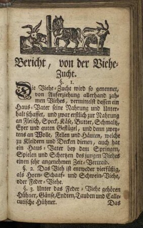 Bericht, von der Vieh-Zucht