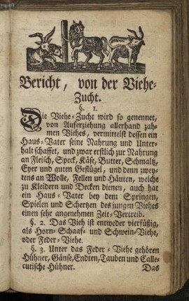 Bericht, von der Vieh-Zucht