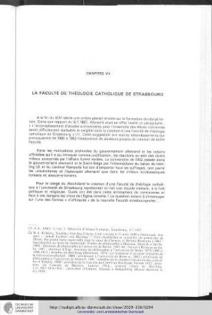 Chapitre VII: La faculté de théologie catholique de Strasbourg