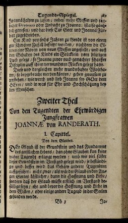 Zweiter Theil Von den Tugendten der Ehrwürdigen Jungfrawen Joannæ von Randerath