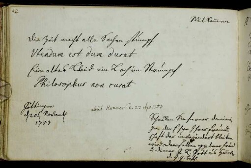Georg Ludwig Pott. Göttingen, 20.11.1753.