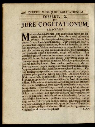Dissert. X. De Iure Cogitationum