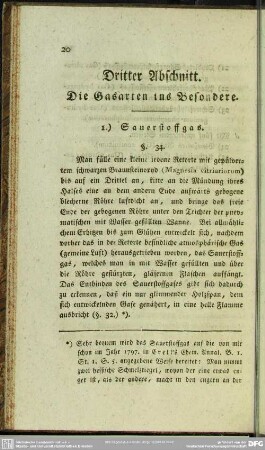 Dritter Abschnitt. Die Gasarten ins Besondere
