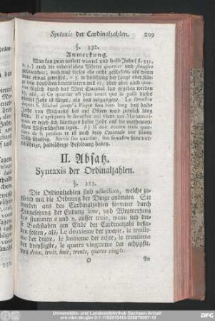 II. Absatz. Syntaxis der Ordinalzahlen.