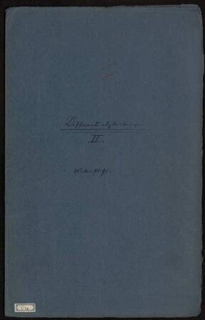 Differentialgleichungen II. [Vorlesungsmanuskript], Göttingen, 25.10.1890 - 7.3.1891