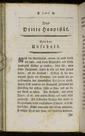 Das dritte Hauptstük. Von der Unschuld.