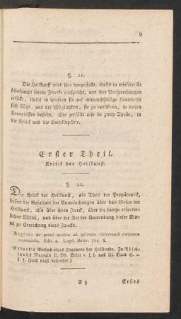 Erster Theil. Kritik der Heilkunst.