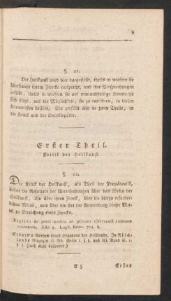 Erster Theil. Kritik der Heilkunst.