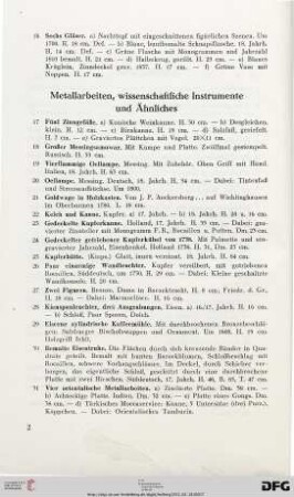 Metallarbeiten, wissenschaftliche Instrumente und Ähnliches (Nr. 17-49)