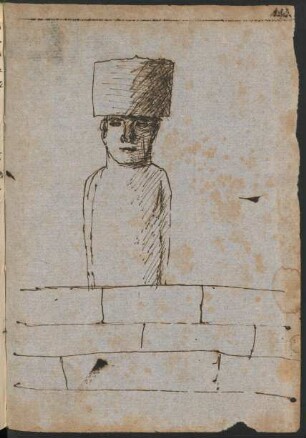 Stone image and "ahu" at Easter Island - sketch (March 15th, 1774)