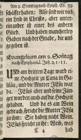 39-53, Evangelium am 2. Sonntag. - Evangelium am 5. Sonntag.