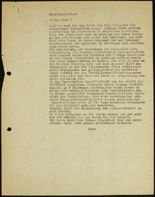 Lieber Hans! Schönen Dank für den Brief von Frau Lilly,...