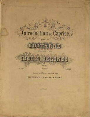 Introduction et caprice : pour la guitarre ; op. 23