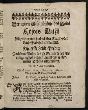 1-30, Erste - sechste Leich-Predig