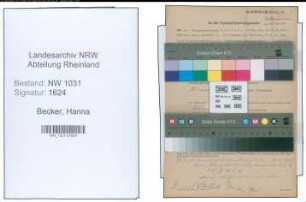 Entnazifizierung Hanna Becker , geb. 26.11.1898 ()