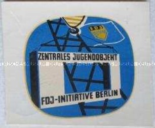 Aufkleber der FDJ zum Zentralen Jugendobjekt "FDJ-Initiative Berlin"
