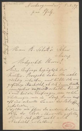 Brief an B. Schott's Söhne : 05.08.1897