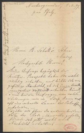 Brief an B. Schott's Söhne : 05.08.1897