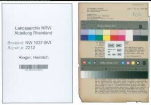 Entnazifizierung Heinrich Rieger , geb. 09.05.1897 (Lehrer)
