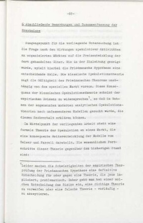 6 Abschließende Bemerkungen und ZUsammenfassung der Ergebnisse