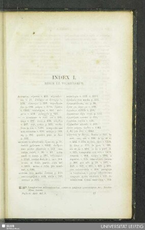 Index I. Rerum et vocabulorum