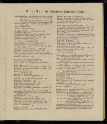 Register des achtzehnten Jahrgangs (1840)