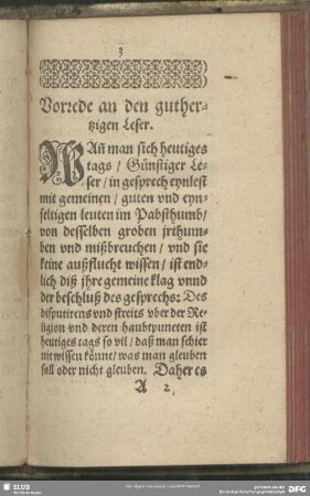 Vorrede an den guthertzigen Leser