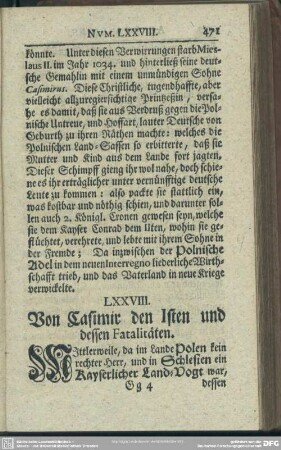 LXXVIII. Von Casimir den 1sten und dessen Fatalitäten