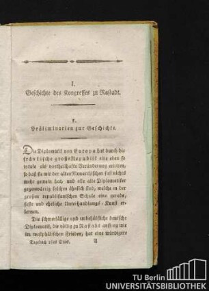 I. Geschichte des Kongresses zu Rastadt.