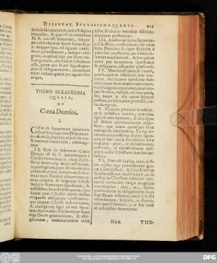 Thesis Sexagesima Quarta, De Coena Domini.