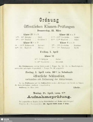 Ordnung der Öffentlichen Klassen-Prüfungen