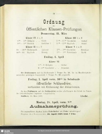 Ordnung der Öffentlichen Klassen-Prüfungen