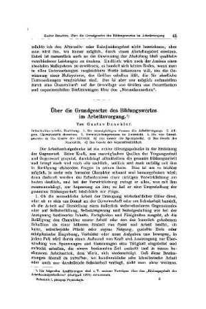 Über die Grundgesetze des Bildungswertes im Arbeitsvorgang