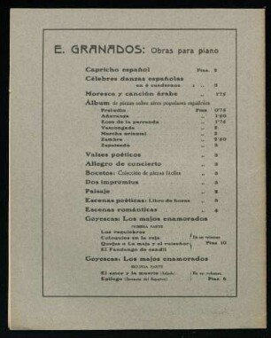 E. Granados: Obras para piano