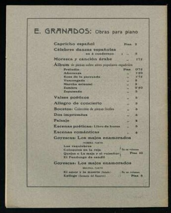 E. Granados: Obras para piano