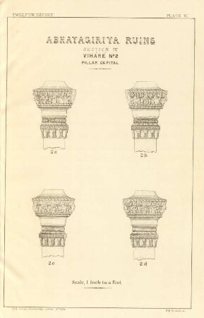 Plate VI. Abhayagiriya ruins. Section IV. Viháré No. 2. Pillar capital.