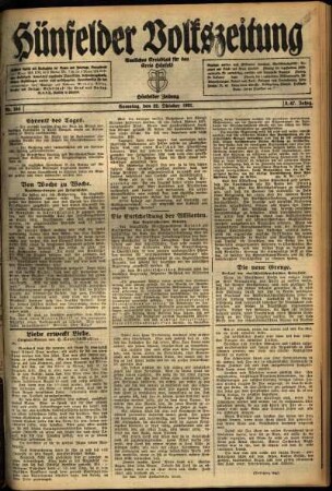 Ausgabe vom Samstag, den 22. Oktober 1921.